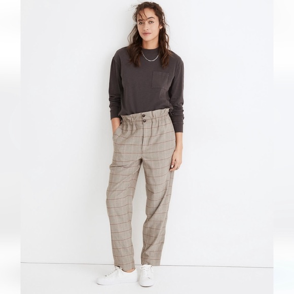 Madewell Paperbag Tapered Pants in Glen Plaid - Picture 2 of 5